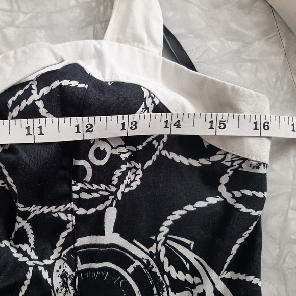 Hell Bunny nautical sailor anchor swing dress black and cream L - Picture 12 of 14